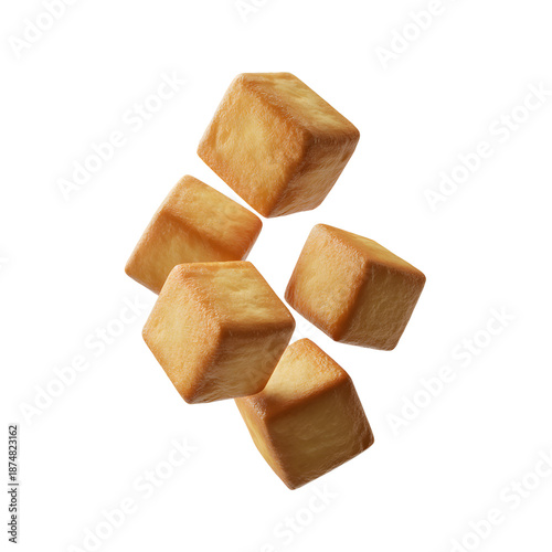 Crispy deep fried tofu cubes snack