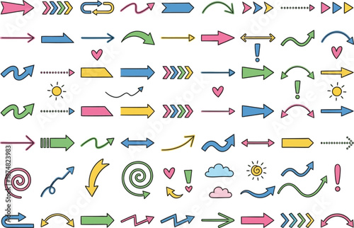 Diverse Collection of Hand-Drawn Arrows and Symbols