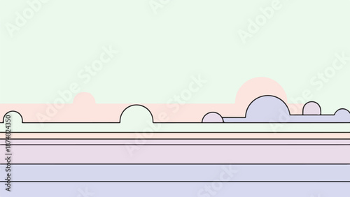 Abstract landscape with soft pastel colors and stylized hills