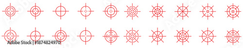 a collection of various red crosshair and target symbols