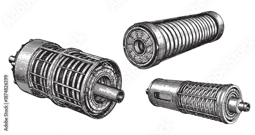 Desalination membrane engraving illustration for water treatment engineering