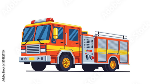 fire engine truck vector red emergency vehicle.