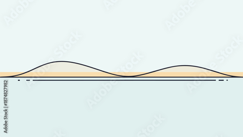Minimalist landscape with tranquil water and symmetrical waves