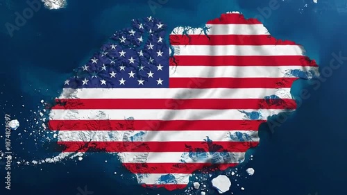 Animation of Greenland map covered by the US flag
