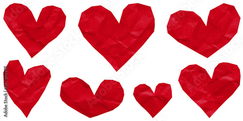 Wallpaper Mural Saturated vermilion red color crumpled paper texture, template wrinkly background with copy space Torontodigital.ca