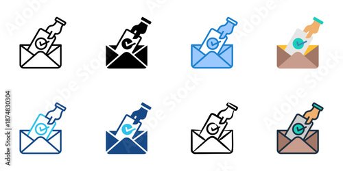 Mail In Ballot icons set multiple style collection. Editable stroke 
