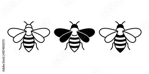 Bee Black Icon Bundle for Pollination Nature and Garden Concepts
