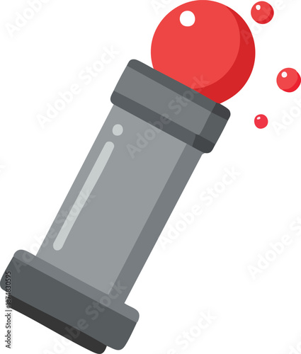 A grey pipe with red liquid flowing out