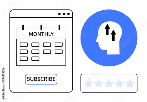 Subscription concept. Subscription for monthly plans with a focus on customer feedback through ratings. Subscription services encourage growth and user engagement. For business, marketing, user