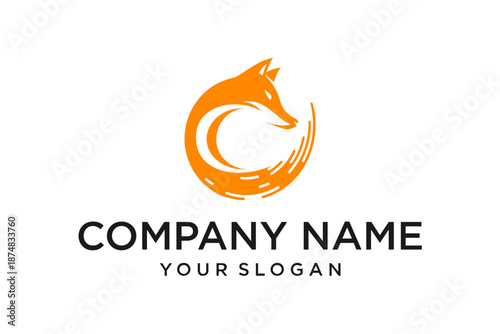 Modern Abstract Fox Logo Design with Circular Shape, Integrated Letter C, and Dynamic Trails