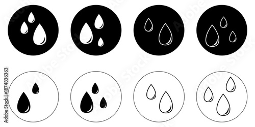 Water drop icon set. Rain drop sign. Drop of water symbol line
