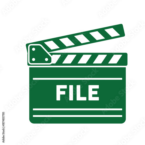 green clapper board with file text for film and video production  movie symbol