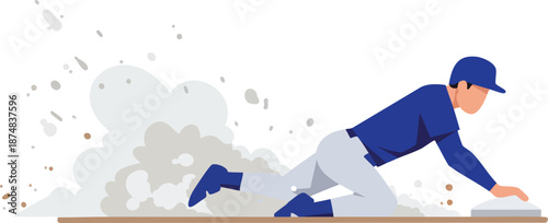 Baseball player sliding into base