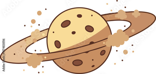Cartoon planet with rings