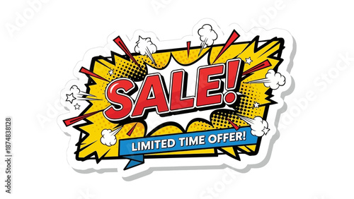 Explosive Sale! Limited Time Offer Comic Book Style Banner for Marketing and Promotions