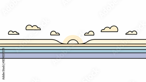 Serene seaside landscape with calm blue waters, smooth sandy shores, and a softly lit sky