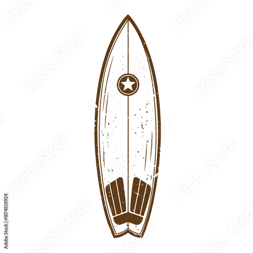 Drawing Vintage Vintage style illustration of a surfboard with a star design  recreational water sports equipment