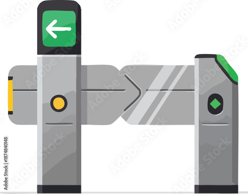Modern turnstile on white background