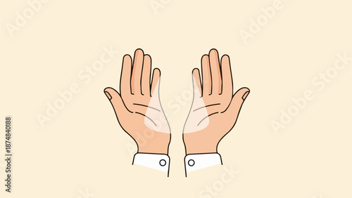 Close-up of two adult hands with light skin tone, palms slightly tilted upward, and neatly manicured nails