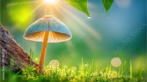 Wallpaper Mural Natural minimal mushroom king: large puffy cap & upright stem, soft-light dark 4K for nature wallpaper or organic banner Torontodigital.ca