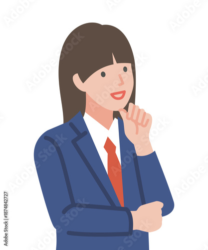 腕組みをする制服を着た女子学生