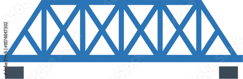 A blue truss bridge icon with a geometric triangular steel beam structure.
