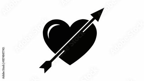 Black silhouette of a heart pierced by an arrow.