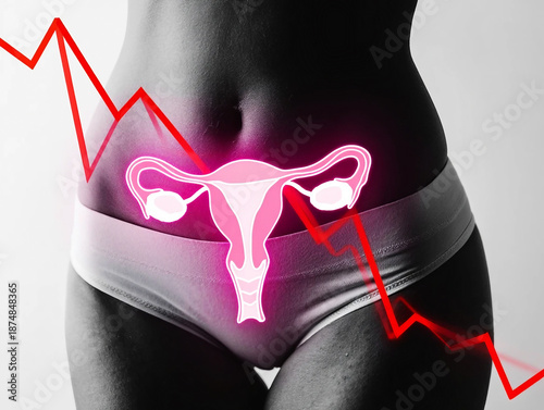 Uterine Cancer | Cervical Tumor Treatment Female reproductive system graphic with descending red