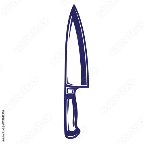 A large kitchen knife with a sharp blade and handle  used for cutting and preparing food