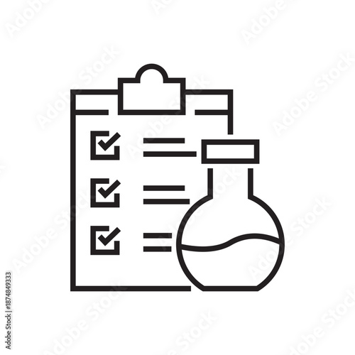 clinical analysis result icon, lab blood test, medicine report, hiv check, thin line web symbol on white background - editable stroke vector illustration eps10