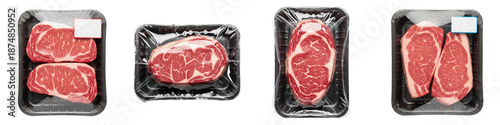 Vászonkép Raw Beef Steak Packaged Set – Fresh Meat Grocery and Butcher Concept