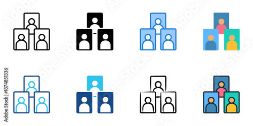 Candidate Platform icons set multiple style collection. Editable stroke 
