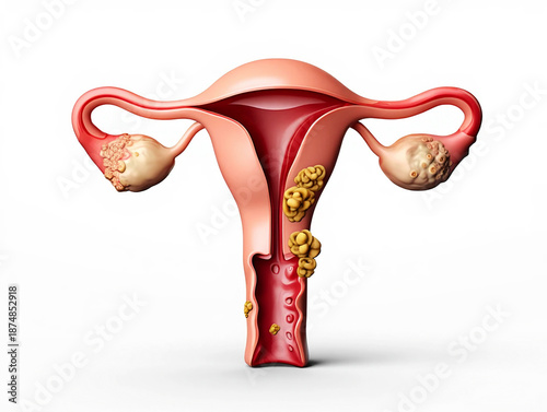 Uterine Cancer | Cervical Tumor Treatment Uterus with fibroids and ovarian cysts anatomical
