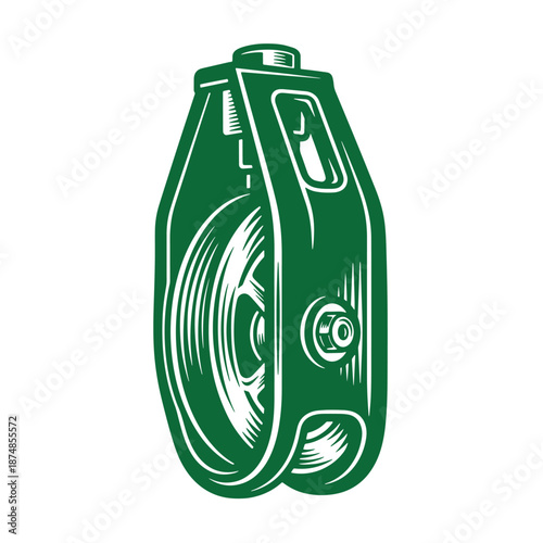 Green oil can illustration with handle and cap on white background  industrial lubricant container
