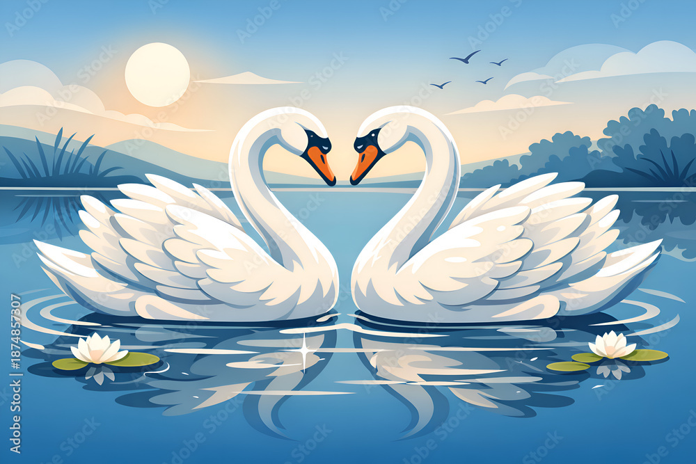 Fototapeta premium swans on the lake