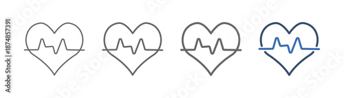 
outline icon set heart disease with heart and heartbeat design