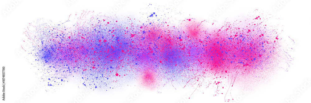 Obraz premium Dynamic pink and purple spray paint spots on transparent base