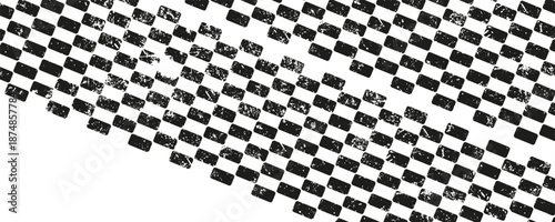 Racing flag grunge design of vector car race sport, auto rally and motocross,