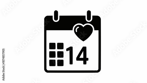 Calendar with heart icon and number 14.