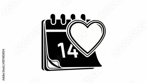 Calendar page showing the fourteenth day with a heart symbol.