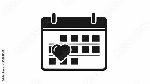 Calendar with a heart symbol marking a special date.