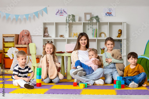 Group of little children wi...