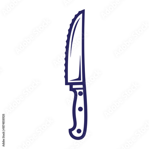 Serrated knife with handle cutlery kitchen tool for cooking and food preparation