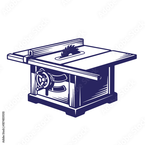 table saw machine for cutting wood in a workshop or construction site with a rotating blade  industrial equipment
