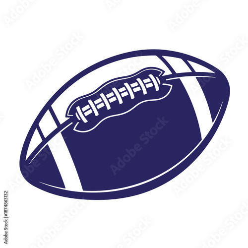 American football ball in dark blue color with white stripes  sports equipment for rugby or gridiron game