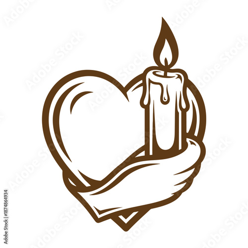 heart shaped symbol with candle in hand representing love and warmth  a heartwarming emblem