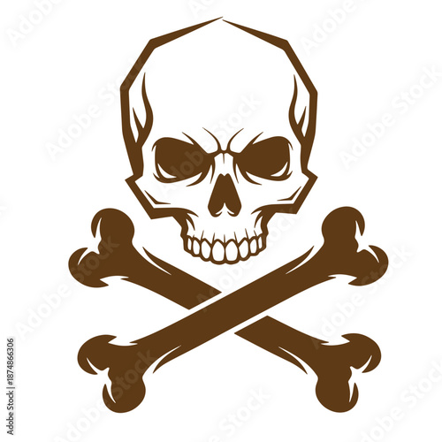 Skull and crossbones symbol isolated on white background