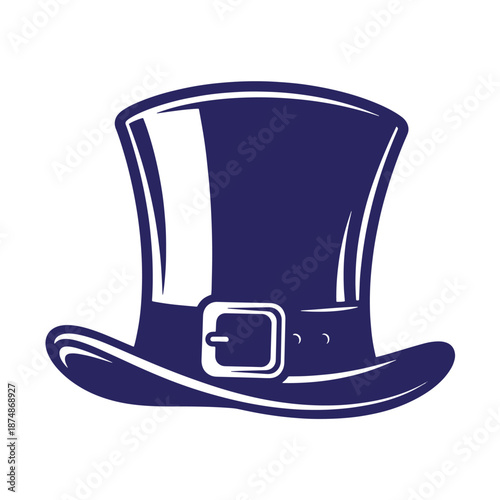 blue top hat with buckle isolated on transparent background for fashion and design