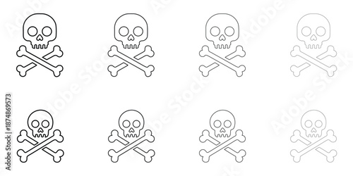 skull with crossbones line icon vector, human skull and bones outline icon vector illustration