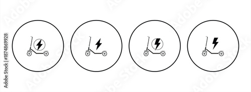 Electric scooter icon set. Eco-friendly transportation. Electric scooter and flashing lights. Vector illustration